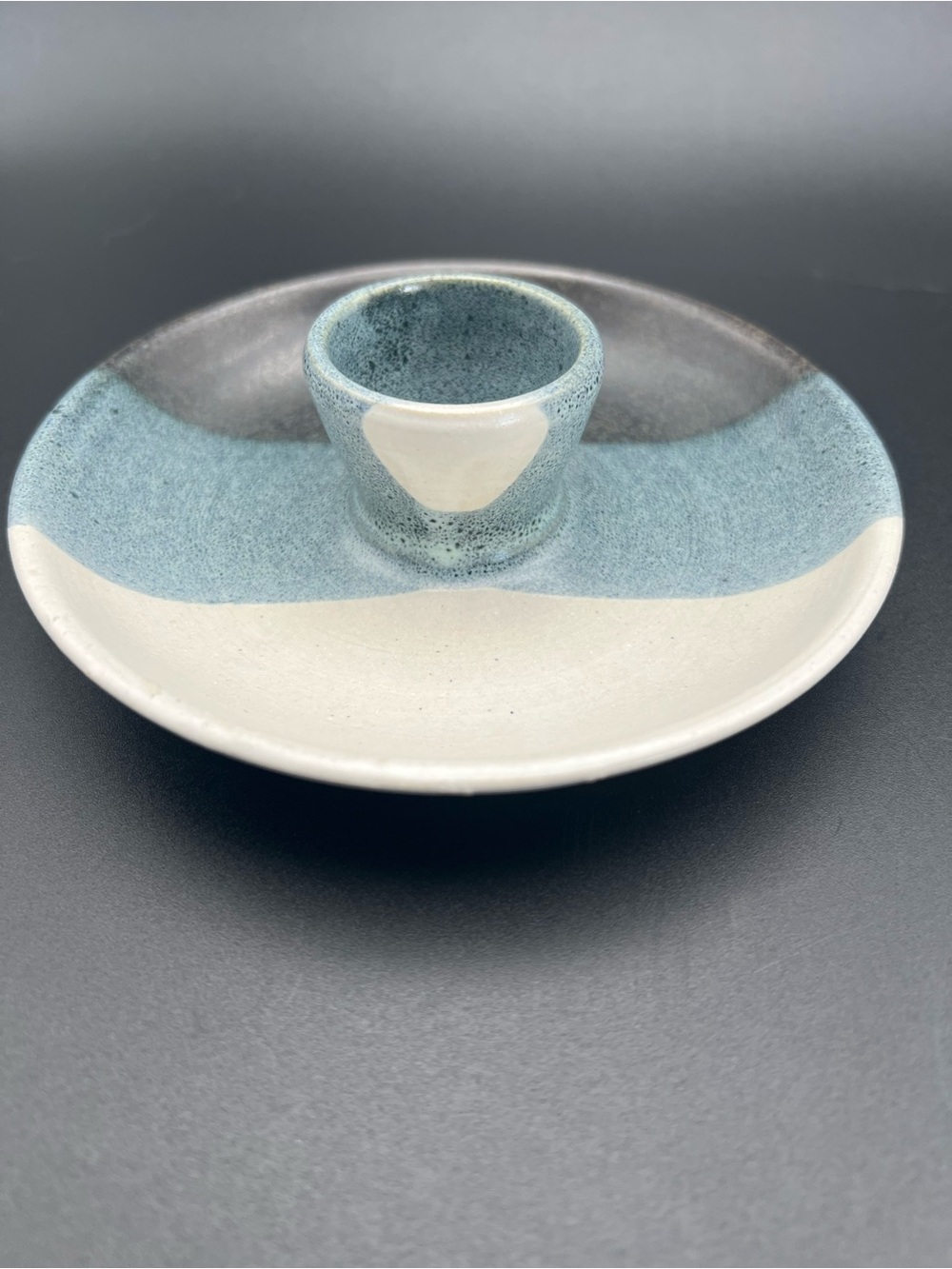 ✨ Studio Pottery Signed Glazed Ceramic Taper Candle Holder Saucer Trio Glaze